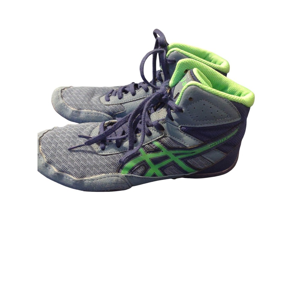 Asics Matflex 6 Wrestling Shoes Blue Green Mesh‎ Lace Up High Top Sports